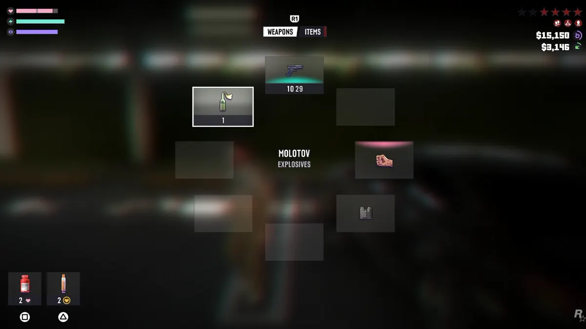 Waffenrad, Waffen und Gegenstände getrennt in GTA 6