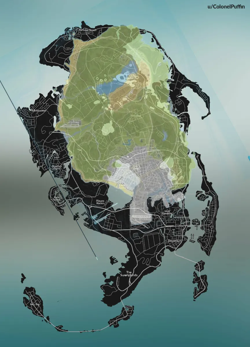Verdeckte Karte, Fog of War über Leonida in GTA 6