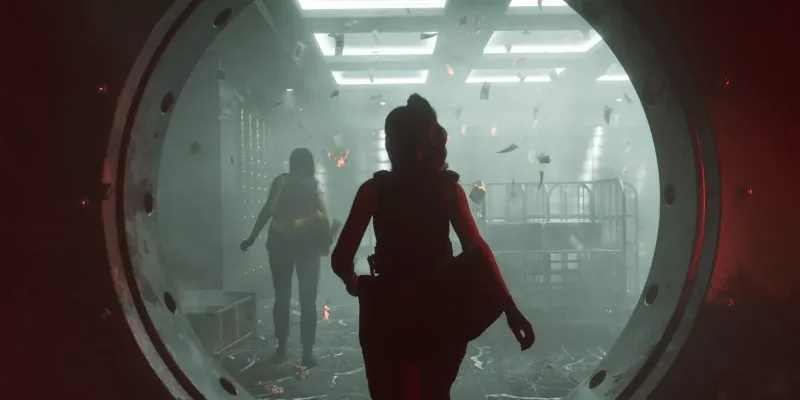Zwei Frauen im offenen Tresorraum, Geldscheine fliegen durch die Luft. Bild: Rockstar Games, Launch Trailer