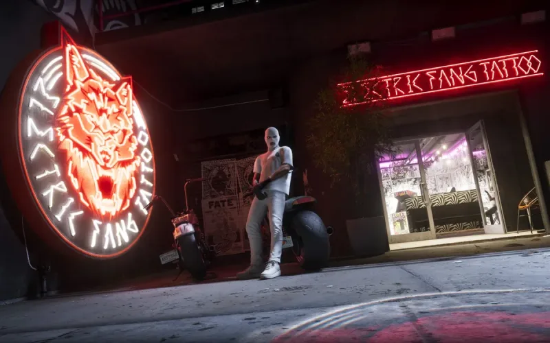 Electric Fang Tattoo in Stockyard, dem Viertel nach dem Vorbild von Wynwood in Miami. Bild: Rockstar Games